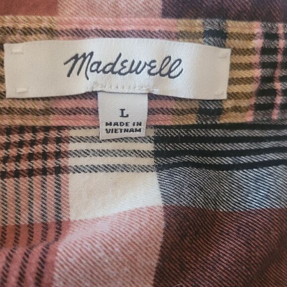 Madewell Classic Ex-Boyfriend Button Up Shirt in Seconda Plaid Size Large - Picture 9 of 10